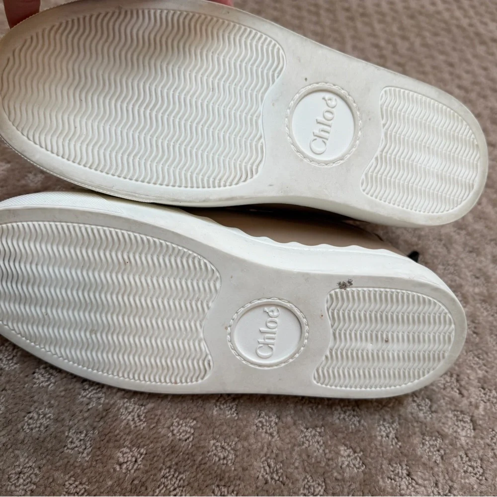 Chloé Lauren Tan Leather Platform Sneakers - Picture 5 of 7